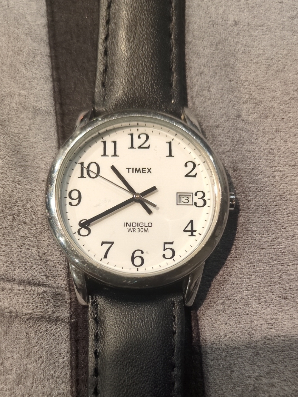 Timex Men’s Black Strap Watch with White Dial and Date